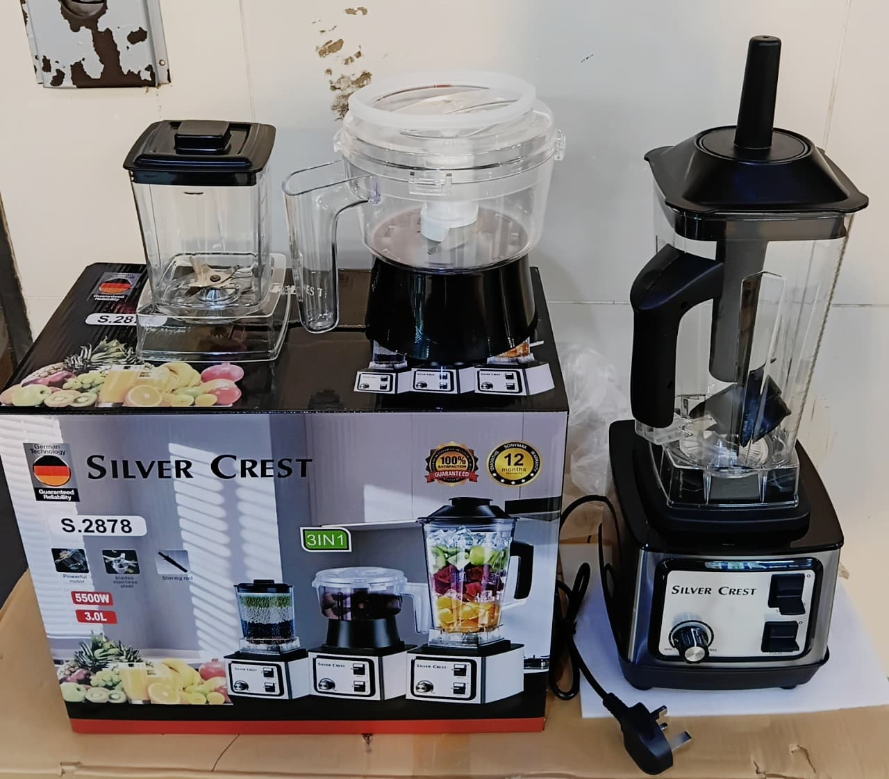 Silver Crest 3-in-1 Kitchen Blender & Food Processor 5500W - Juicer, Grinder & Chopper Multi-Function Mixer