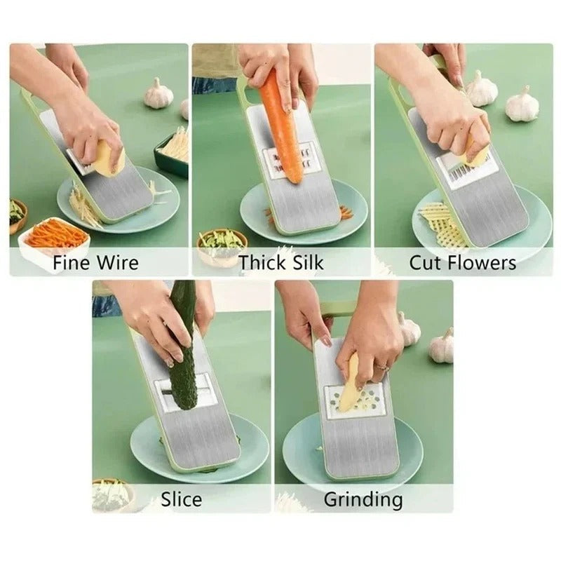 Multifunction 5-in-1 Vegetable Slicer Cutter | Manual Kitchen Chopper, Grater & Julienne Slicer