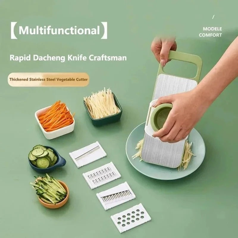 Multifunction 5-in-1 Vegetable Slicer Cutter | Manual Kitchen Chopper, Grater & Julienne Slicer