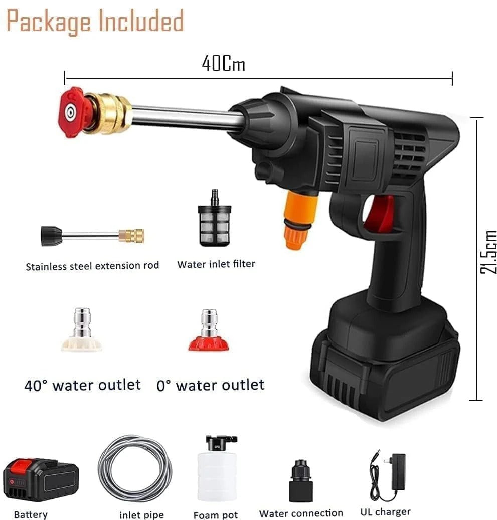 Solar Wash Wireless Rechargeable High Pressure Car Washer Gun - Electric Foam Spray Water Gun for Car & Bike Cleaning