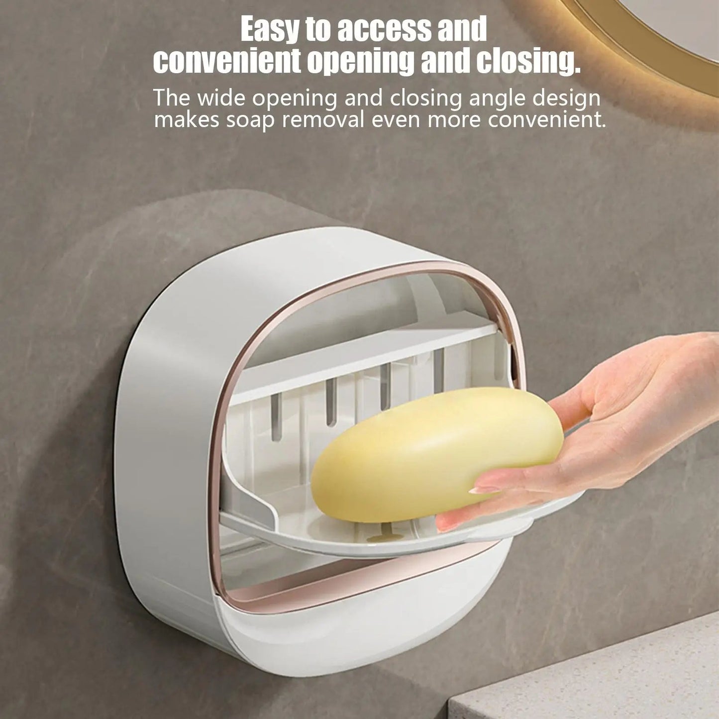 Wall Mount Soap Box No Drill Bathroom Drainage Container with Tray for Kitchen Sink Easy Clean Soap Holder Storage Organizer