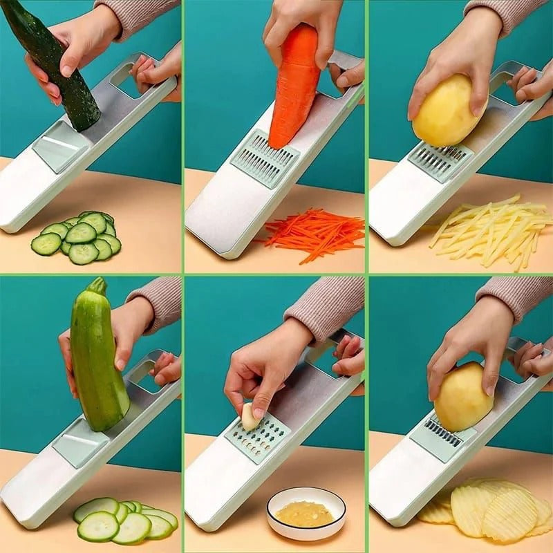 Multifunction 5-in-1 Vegetable Slicer Cutter | Manual Kitchen Chopper, Grater & Julienne Slicer
