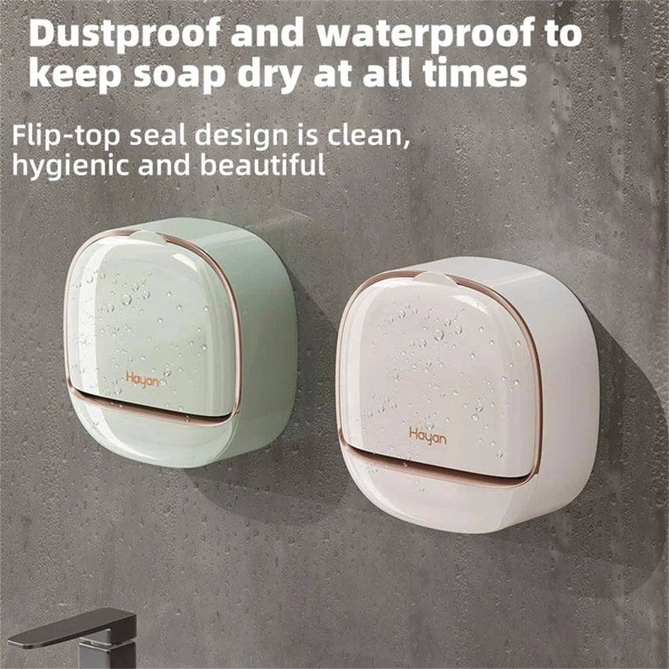 Wall Mount Soap Box No Drill Bathroom Drainage Container with Tray for Kitchen Sink Easy Clean Soap Holder Storage Organizer