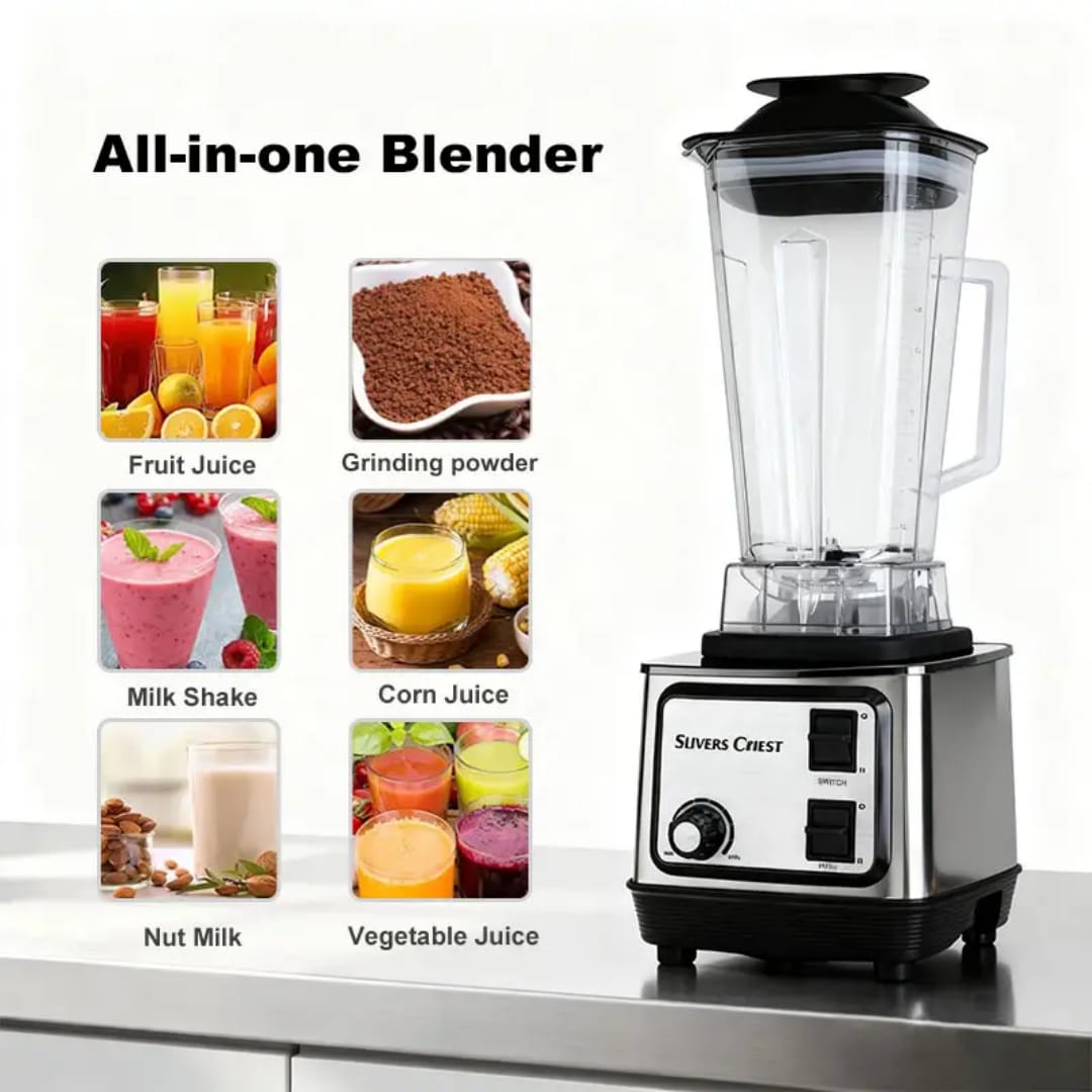 Silver Crest 3-in-1 Kitchen Blender & Food Processor 5500W - Juicer, Grinder & Chopper Multi-Function Mixer