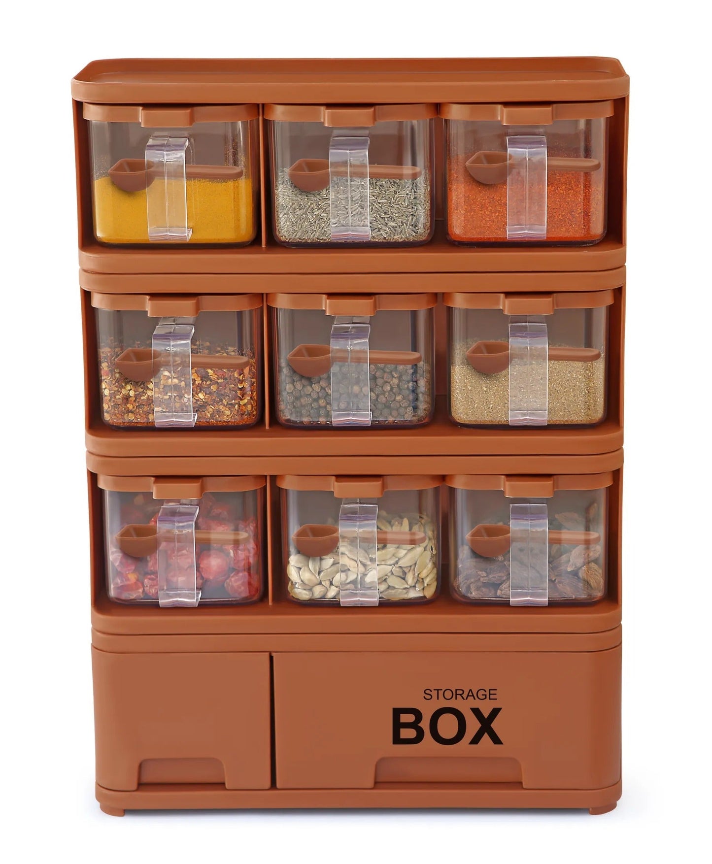 Spice Rack With Spice Jars & Spoons 9 X 1