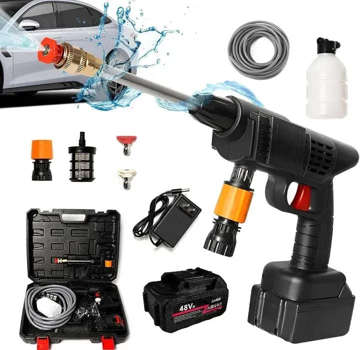 Solar Wash Wireless Rechargeable High Pressure Car Washer Gun - Electric Foam Spray Water Gun for Car & Bike Cleaning